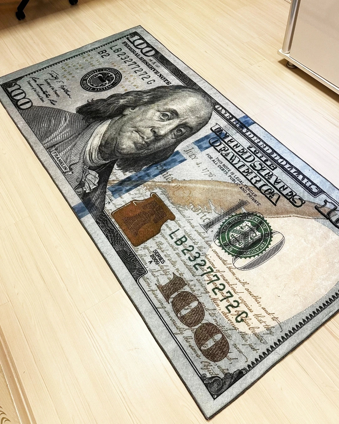 Gerçek 100 Dolar Şeklinde Kaymaz Taban Dijital Baskı Yıkanabilir Halı2