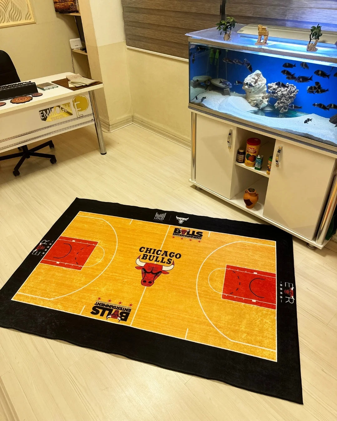 Chicago Bulls NBA Sahası Şeklinde Dijital Baskı Halı – Kaymaz Taban, Yıkanabilir2