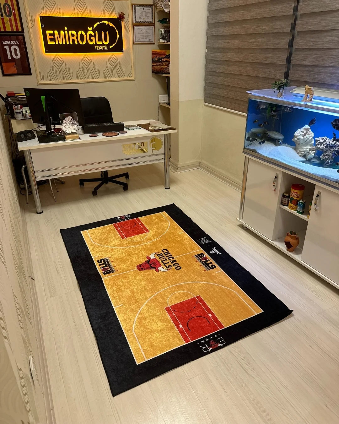 Chicago Bulls NBA Sahası Şeklinde Dijital Baskı Halı – Kaymaz Taban, Yıkanabilir3