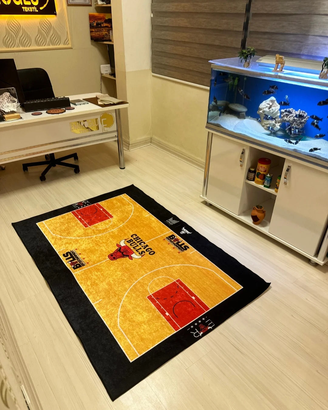 Chicago Bulls NBA Sahası Şeklinde Dijital Baskı Halı – Kaymaz Taban, Yıkanabilir5