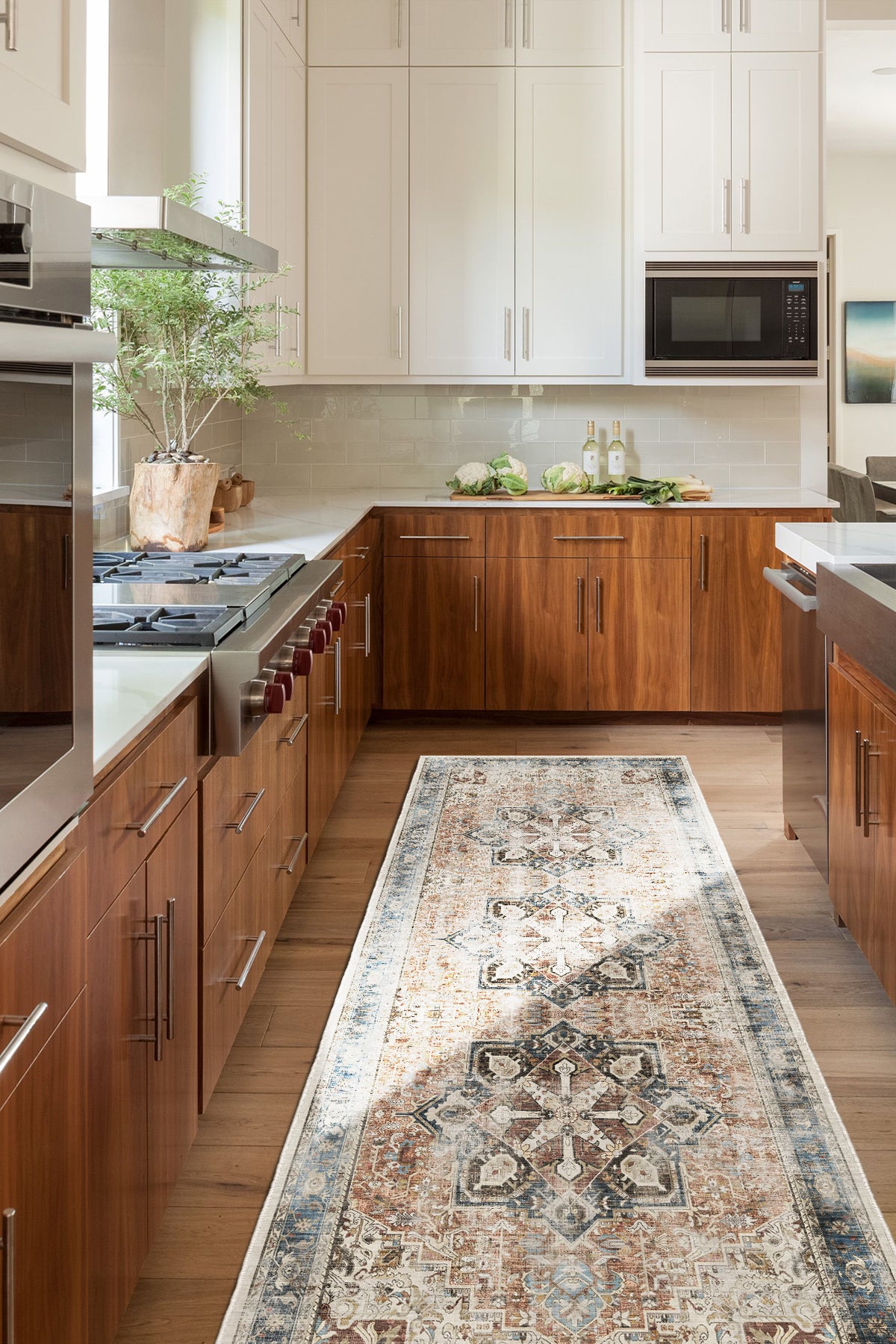 Modern Otantik Silme Desenli Salon Halısı – Kaymaz Taban, Makinede Yıkanabilir