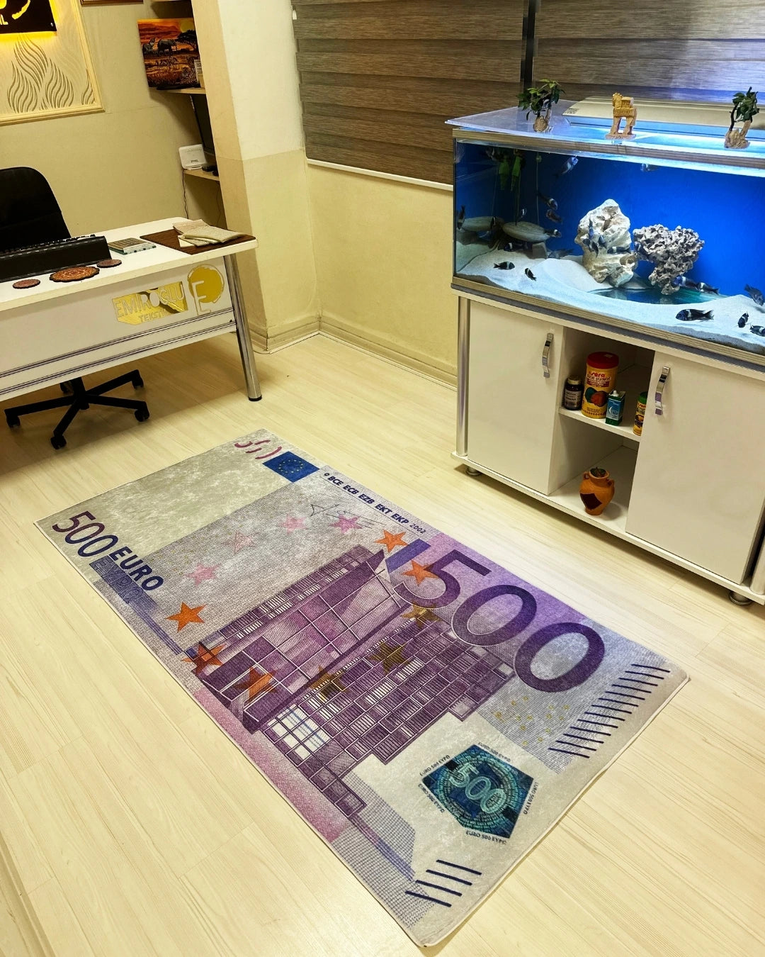 Gerçek 500 Euro Şeklinde Kaymaz Taban Dijital Baskı Yıkanabilir Halı1