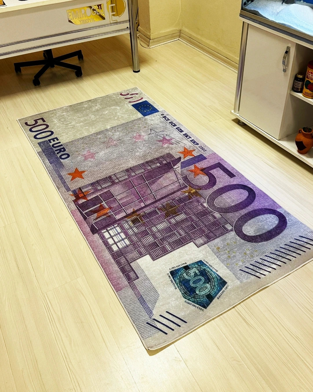Gerçek 500 Euro Şeklinde Kaymaz Taban Dijital Baskı Yıkanabilir Halı2