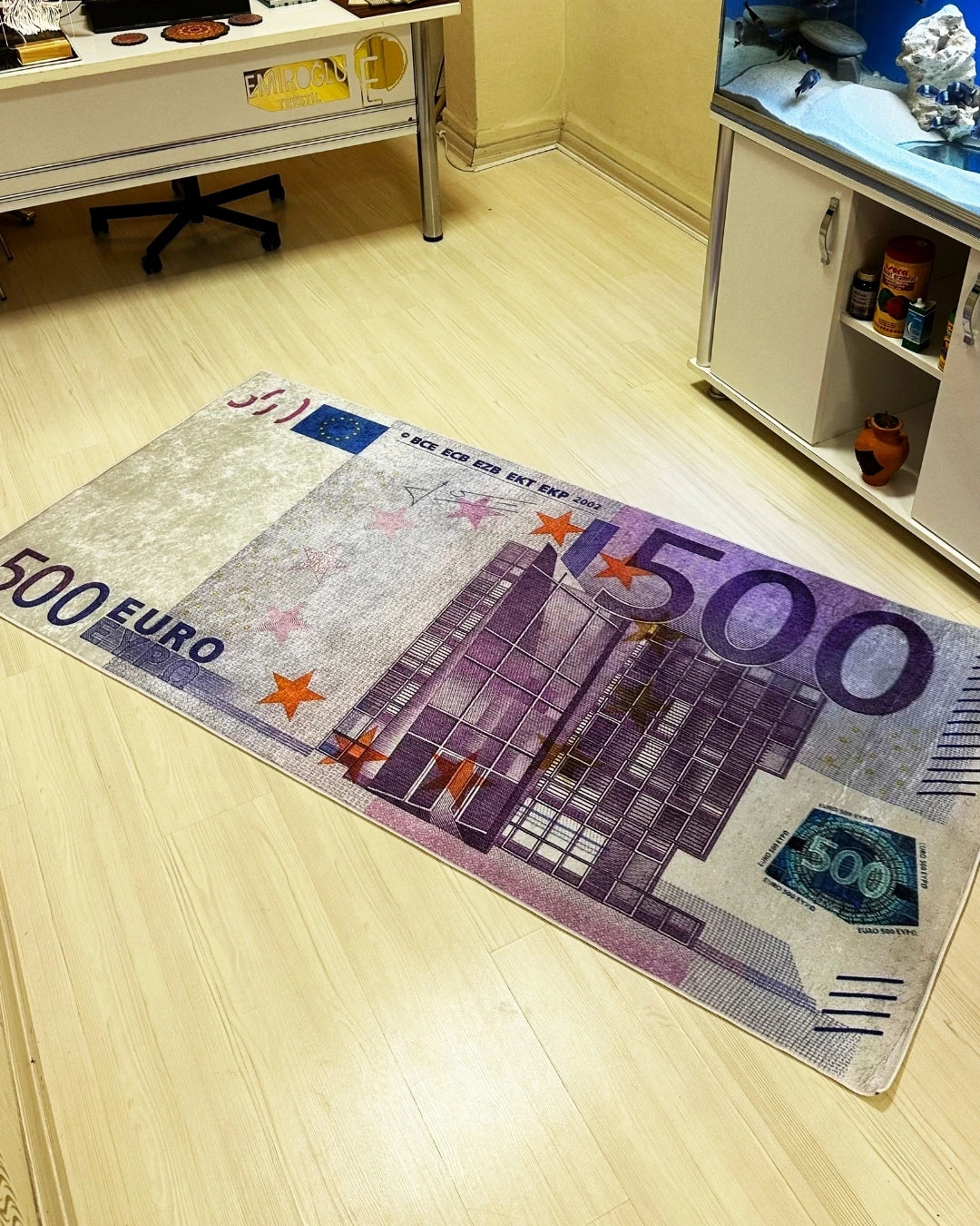 Gerçek 500 Euro Şeklinde Kaymaz Taban Dijital Baskı Yıkanabilir Halı3