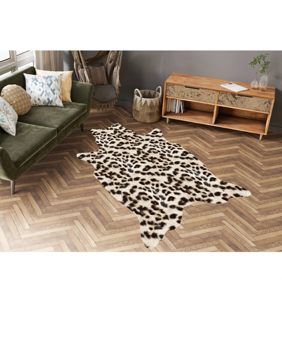 Gerçek Leopar Postu Şeklinde Özel Kesim Dijital Baskı Deri Tabanlı Yıkanabilir Halı1