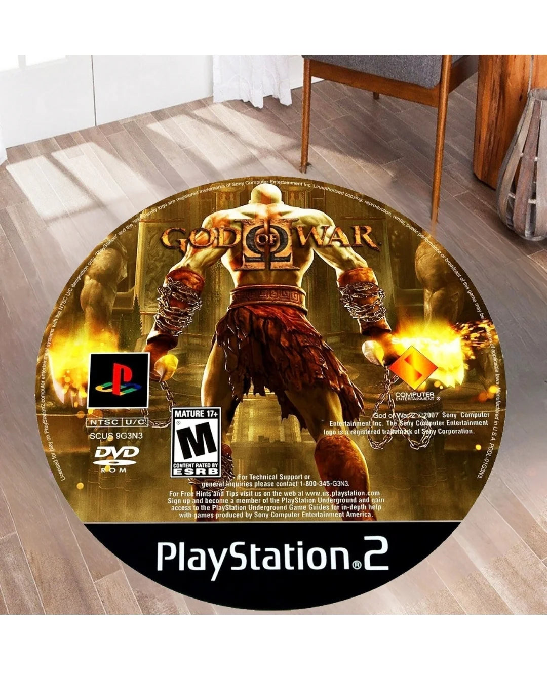 God of War PS2 CD Tasarımlı Halı – Kaymaz Taban, Süngerli Yüzey, Makinede Yıkanabilir1