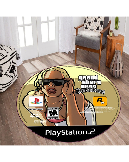 Gerçek GTA San Andreas Oyun CD’si Şeklinde Kaymaz Taban Dijital Baskı Yıkanabilir Halı
