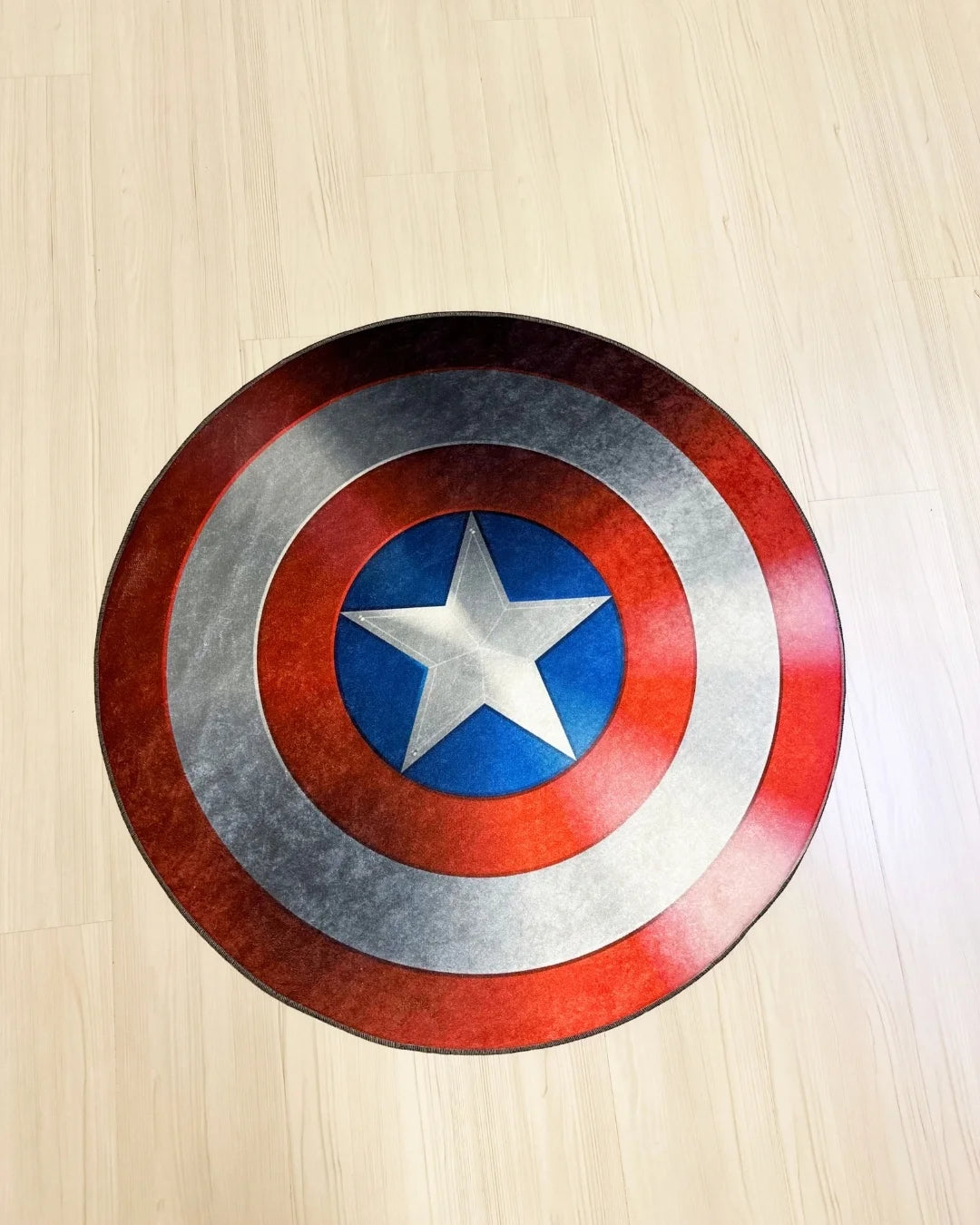 Kaptan Amerika Kalkanı Şeklinde Süngerli Yüzey Kaymaz Taban Dijital Baskı Halı3