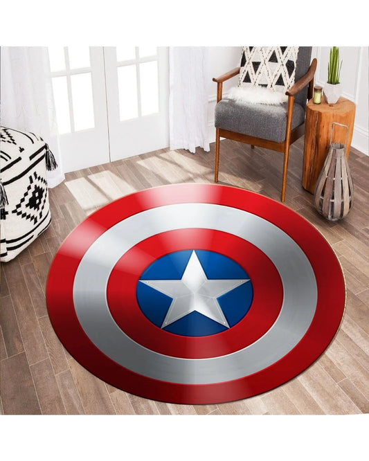 Kaptan Amerika Kalkanı Şeklinde Süngerli Yüzey Kaymaz Taban Dijital Baskı Halı6