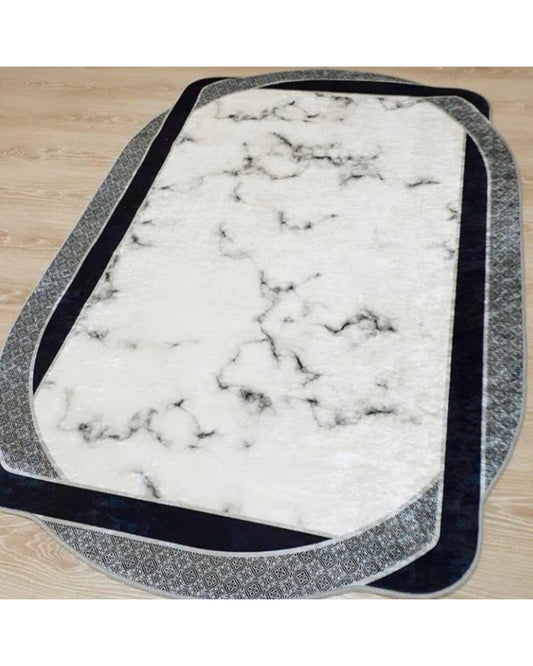 Özel Lazer Kesim Mermer Desen Halı – Deri Taban, Süngerli Yüzey, Makinede Yıkanabilir