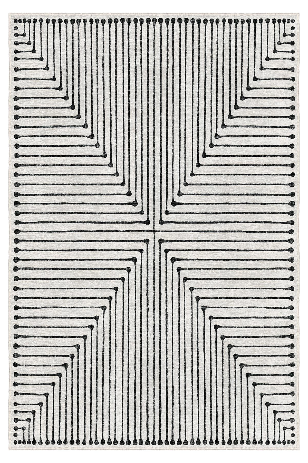  Modern Gri Çizgisel Motif Kaymaz Taban Salon Halısı – Yıkanabilir, Şık ve Konforlu Tasarım (EMR6-FR29)