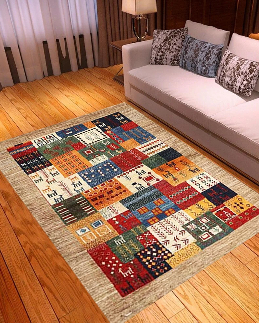 Mısır Motifli Dijital Baskı Halı – Deri Tabanlı, Yıkanabilir, Özel Süngerli Yüzey4