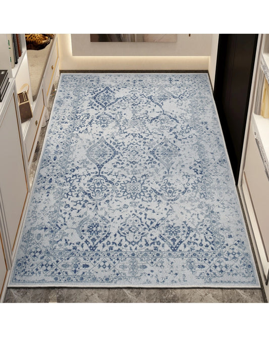 Otantik Çizgisel Desenli Halı – Kaymaz Taban, Süngerli Yüzey, Makinede Yıkanabilir ( EMR4-FR18 )