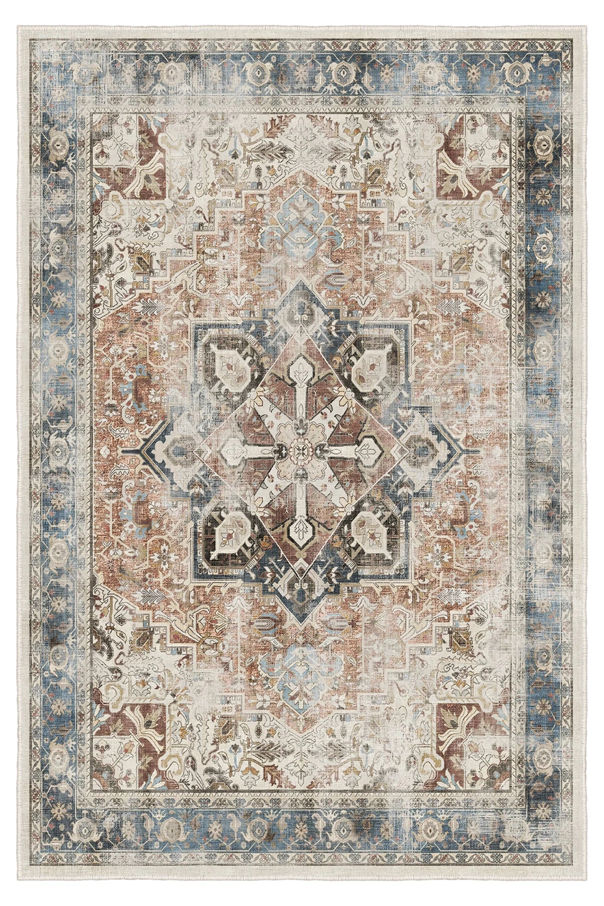 Modern Otantik Silme Desenli Halı – Kaymaz Taban, Süngerli Yüzey, Makinede Yıkanabilir (FR05)