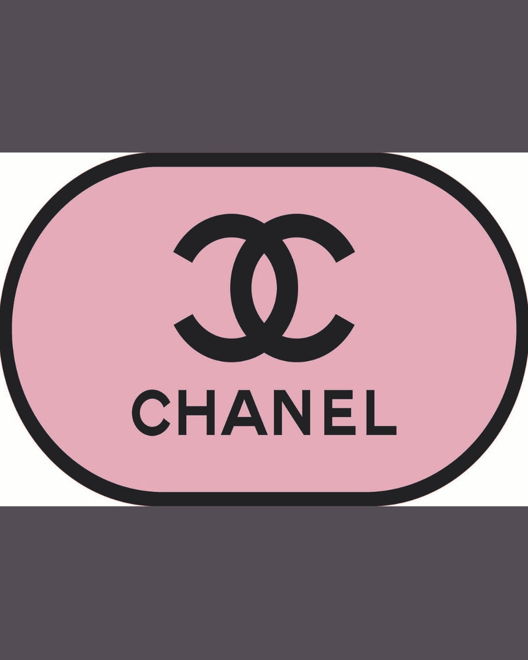 Pembe Zemin Oval Kesim Deri Taban Dijital Baskı Chanel Halı / Paspas 1