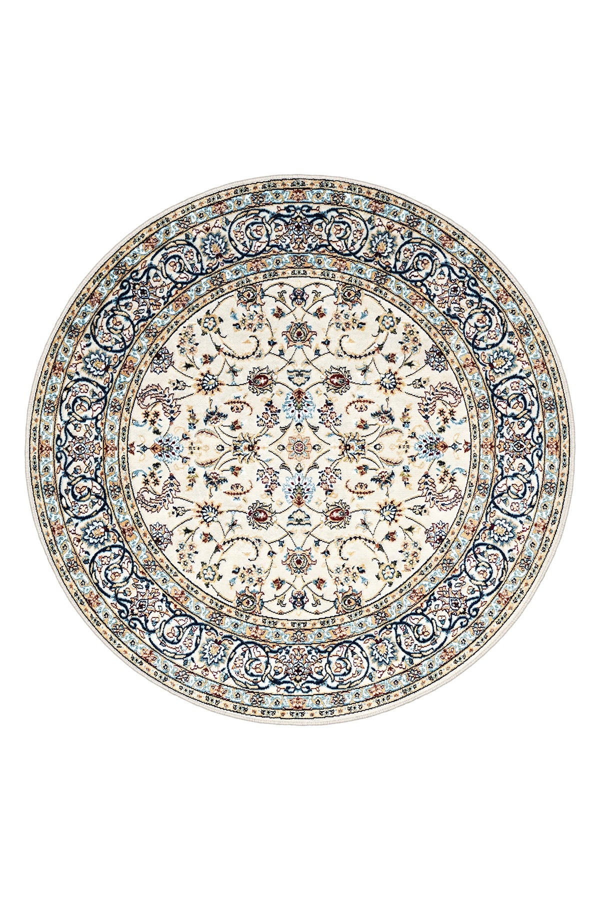 Modern Otantik Renkli Motif Yuvarlak Halı – Kaymaz Taban, Süngerli Yüzey, Makinede Yıkanabilir ( EMR5-FR22 )