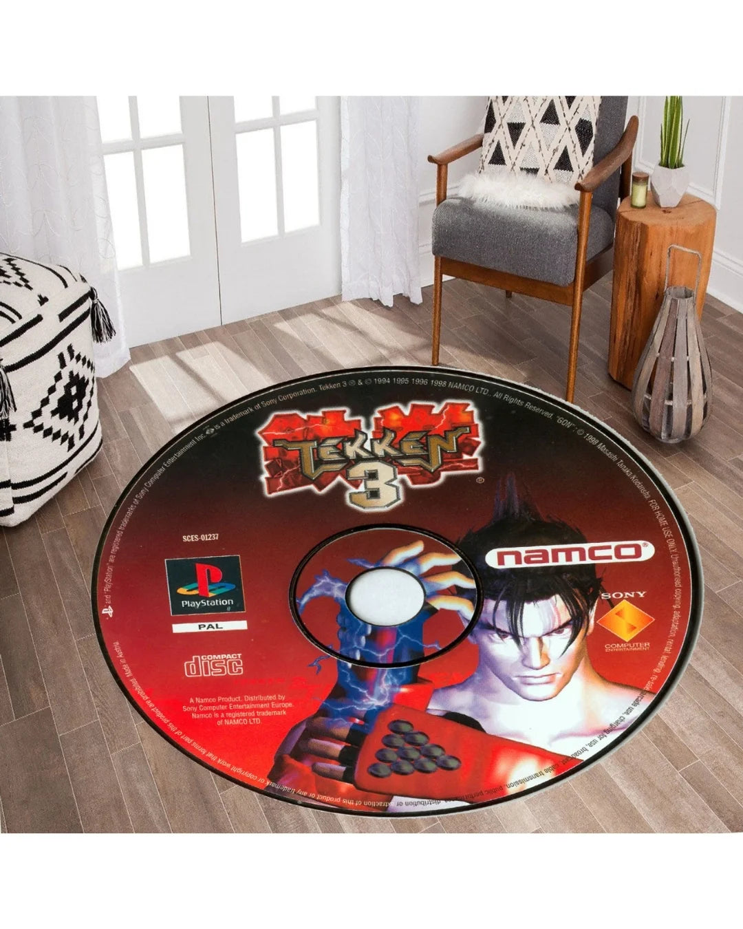 Tekken Oyun CD’si Şeklinde Dijital Baskı Halı – Kaymaz Taban, Yıkanabilir, Gamer Tasarımı